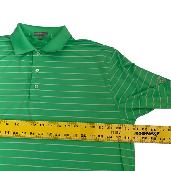 Peter Millar Men's Sz L Summer Comfort Short Sleeve Striped 1945 Logo Polo Shirt - Picture 3 of 14